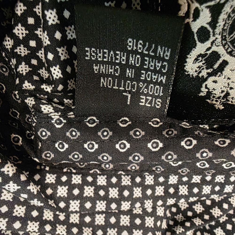 English Laundry Shirt Mens Large Geometric Black‎ White Pattern Long Sleeve - Picture 9 of 9